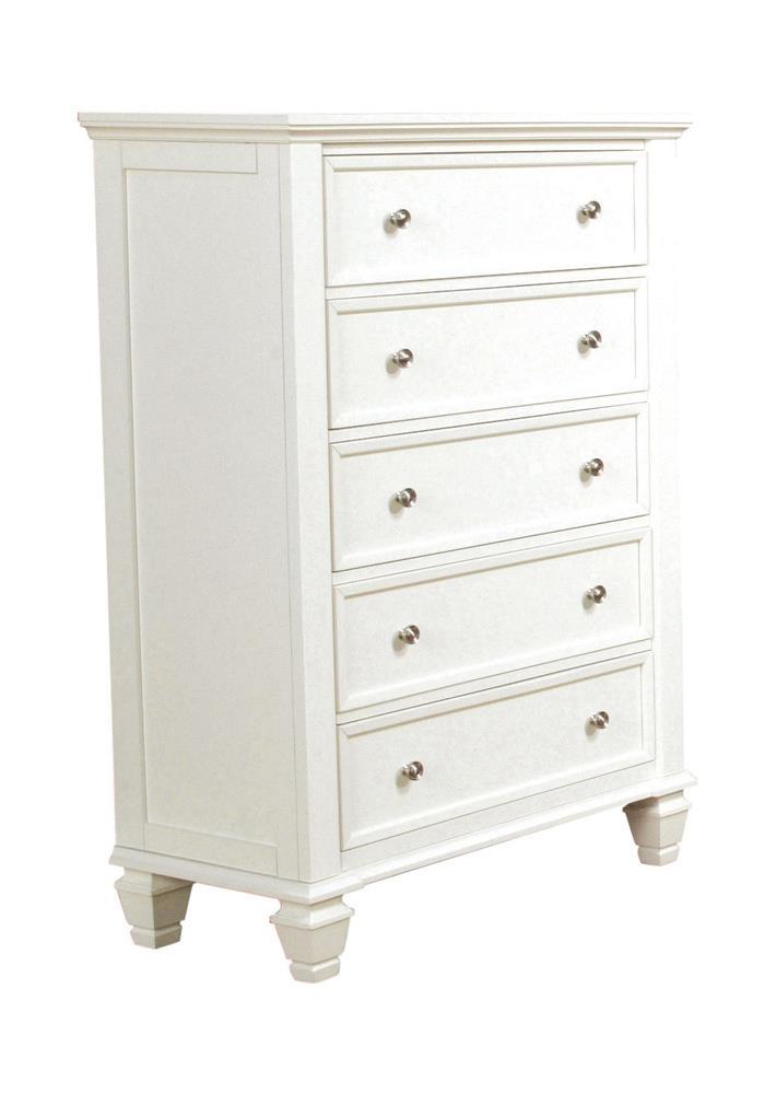 Sandy Beach 5-drawer Rectangular Chest Cream White - Luxury Home Furniture (MI)
