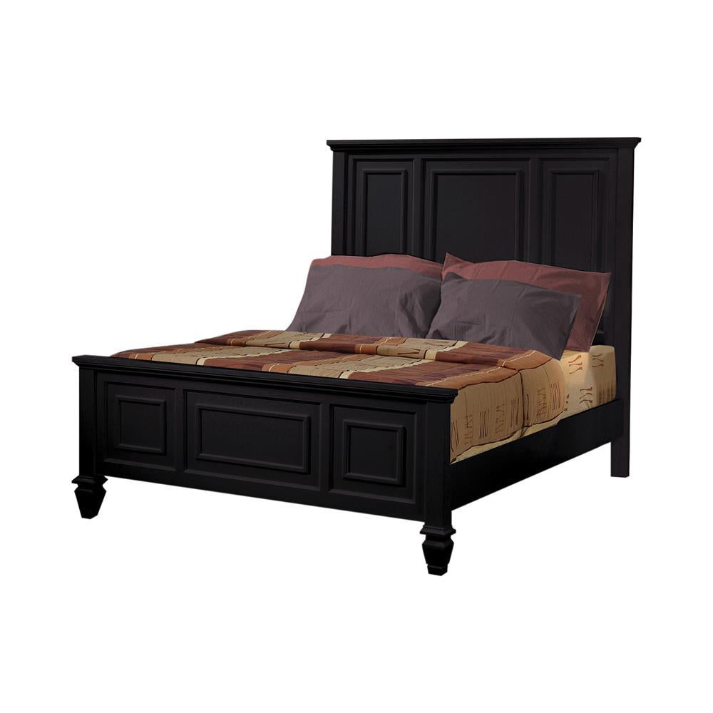 Sandy Beach California King Panel Bed with High Headboard Black - Luxury Home Furniture (MI)
