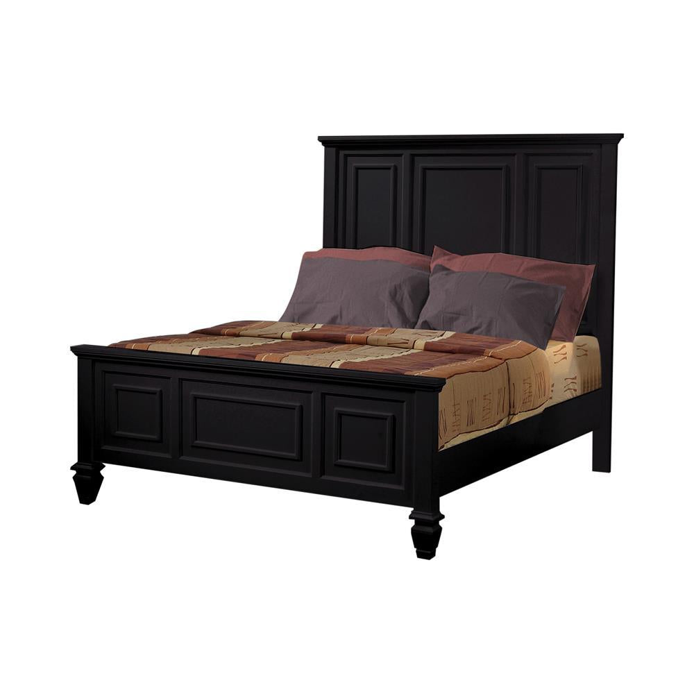 Sandy Beach Queen & E.King Panel Bed with High Headboard Black & White - Luxury Home Furniture (MI)