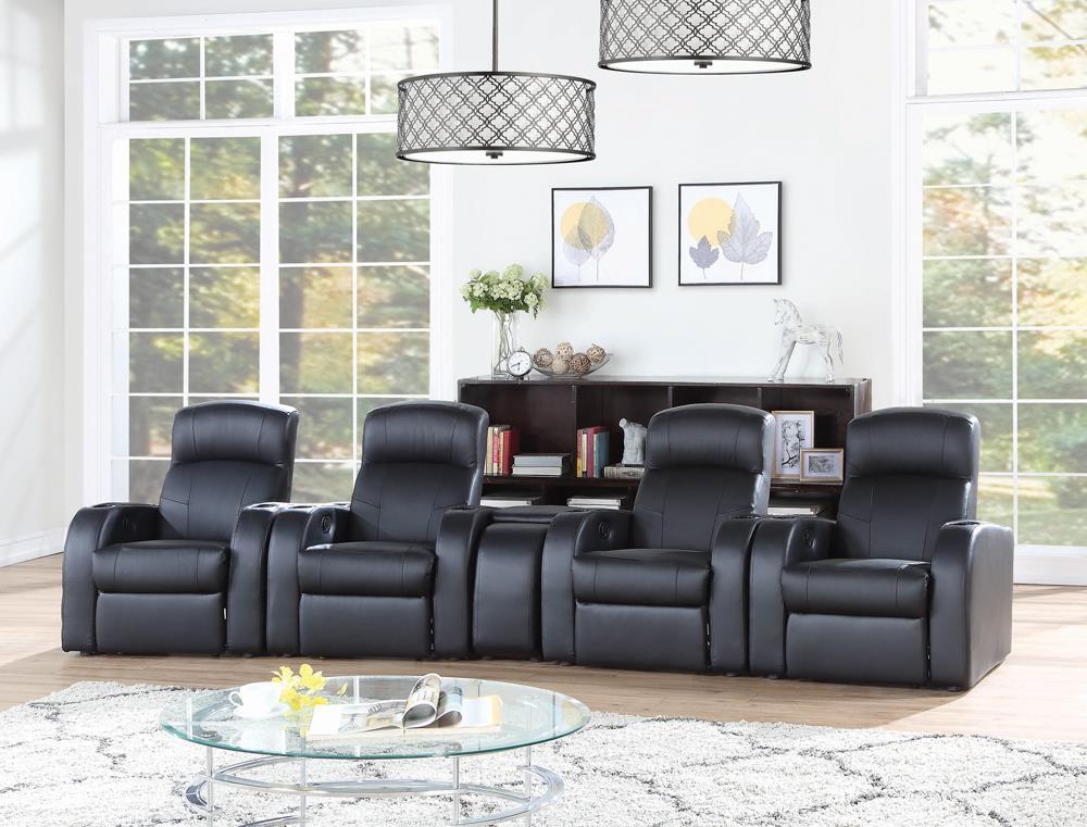 Cyrus Home Theater Upholstered Recliner Black - Luxury Home Furniture (MI)