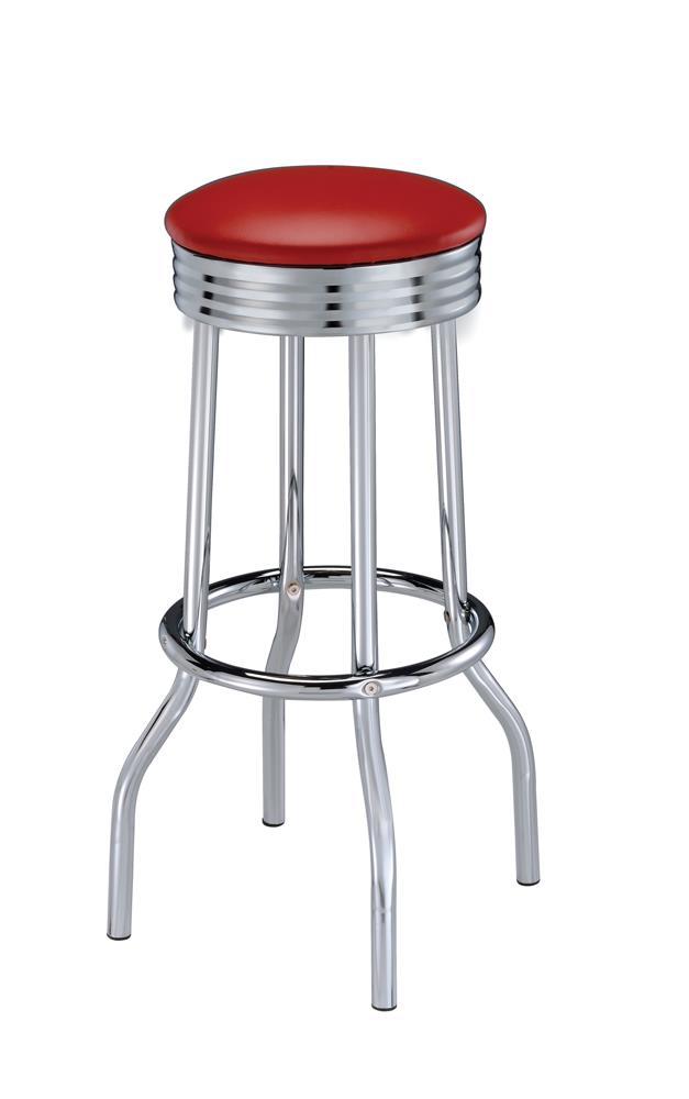 Theodore Upholstered Top Bar Stools Red and Chrome (Set of 2) - Luxury Home Furniture (MI)