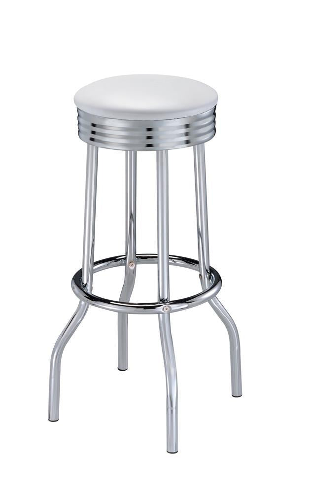 Theodore Upholstered Top Bar Stools White and Chrome (Set of 2) - Luxury Home Furniture (MI)