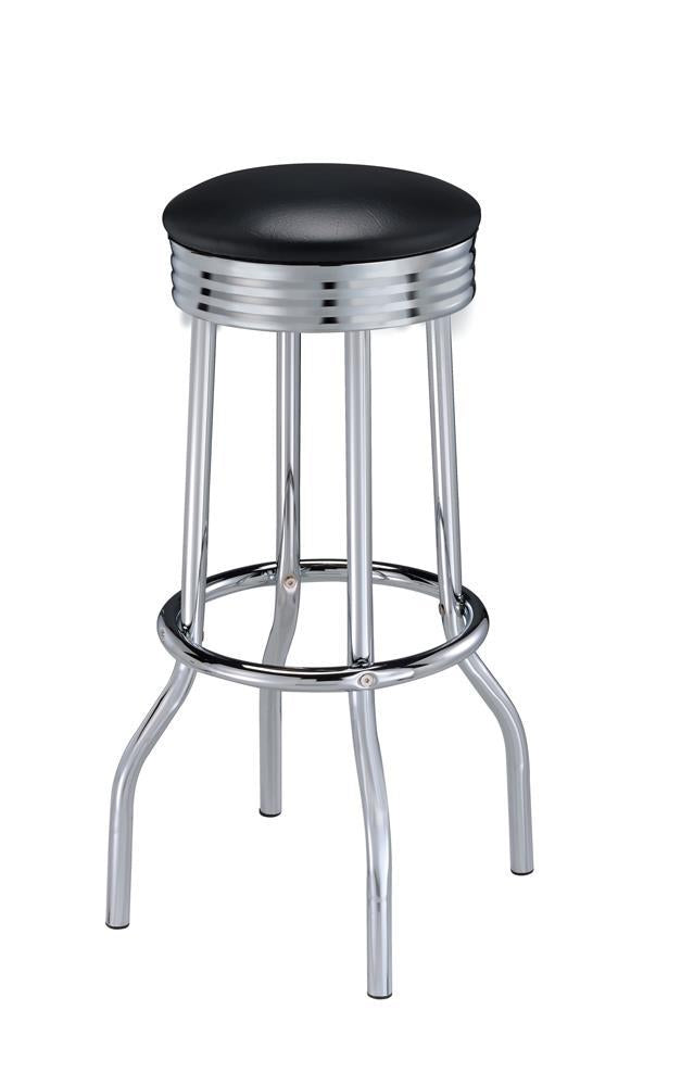 Theodore Upholstered Top Bar Stools Black and Chrome (Set of 2) - Luxury Home Furniture (MI)