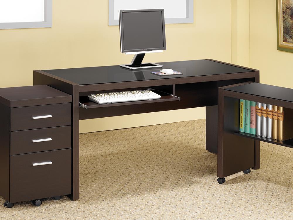 Skeena Computer Desk with Keyboard Drawer Cappuccino - Luxury Home Furniture (MI)