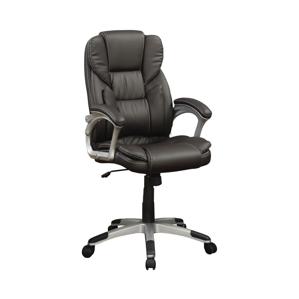 Kaffir Adjustable Height Office Chair Dark Brown and Silver - Luxury Home Furniture (MI)