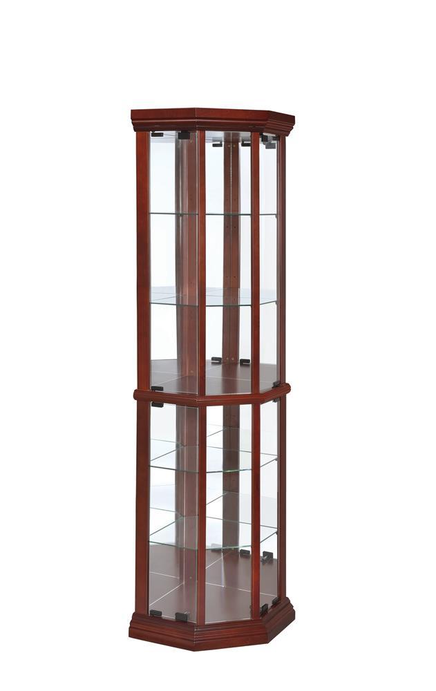 Appledale 6-shelf Corner Curio Cabinet Medium Brown - Luxury Home Furniture (MI)