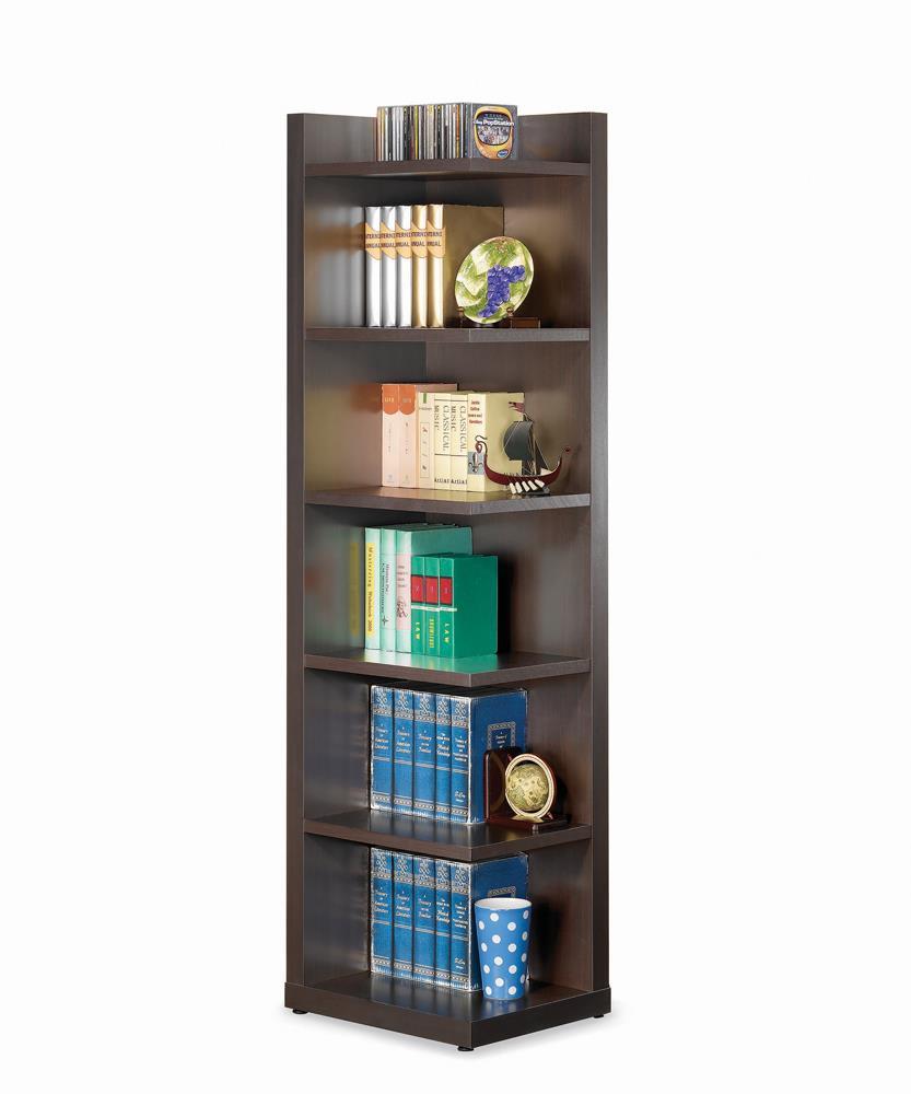 Pinckard 6-tier Corner Bookcase Cappuccino