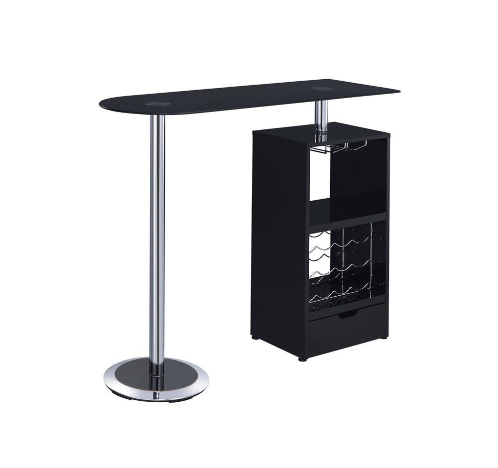 Koufax 1-drawer Bar Table Glossy Black - Luxury Home Furniture (MI)