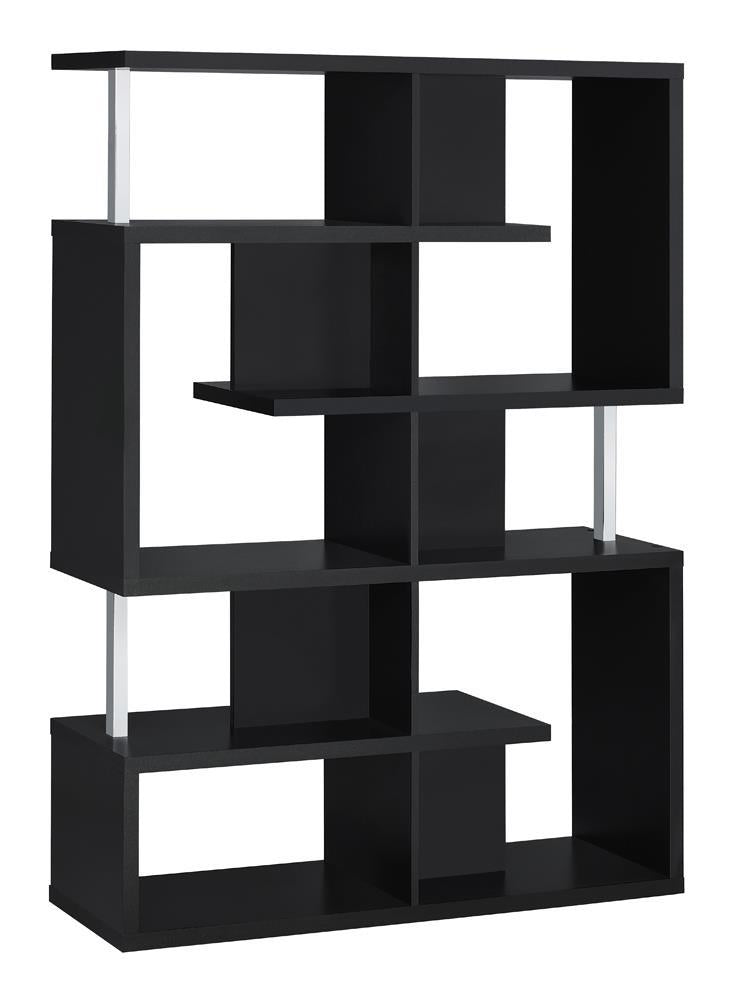 Hoover 5-tier Bookcase Black and Chrome - Luxury Home Furniture (MI)