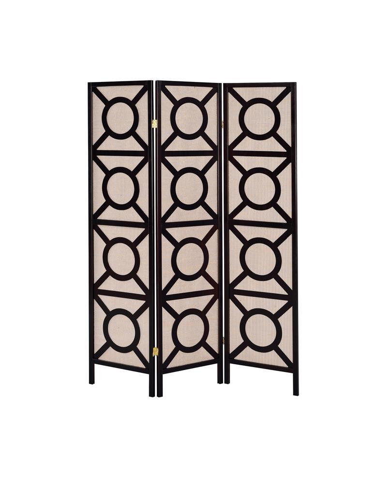 Vulcan 3-panel Geometric Folding Screen Tan and Cappuccino - Luxury Home Furniture (MI)