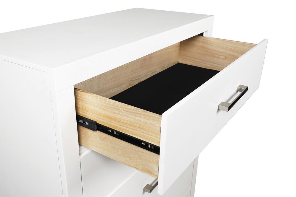 Jessica 5-drawer Chest White - Luxury Home Furniture (MI)