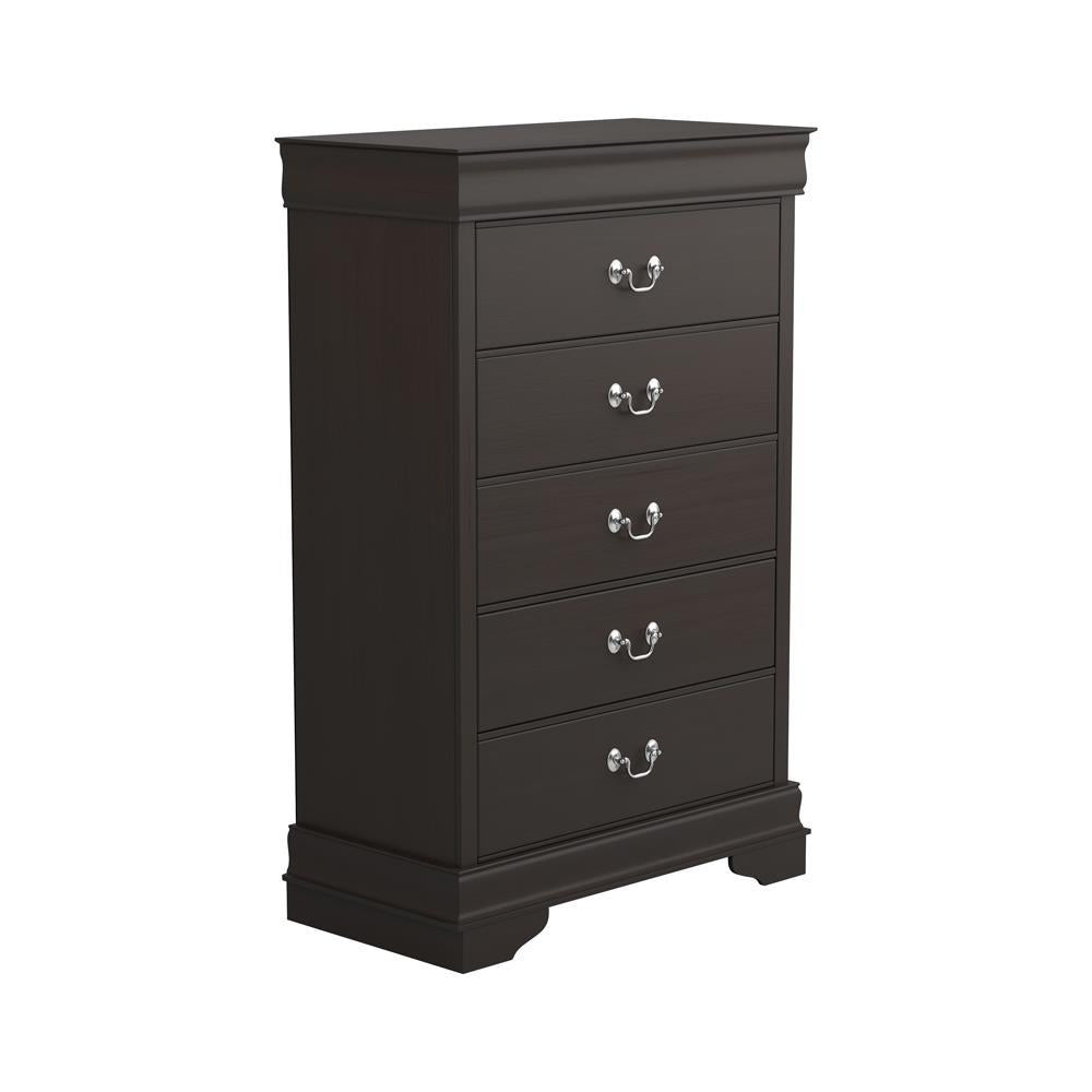 Louis Philippe 5-drawer Chest with Silver Bails Cappuccino - Luxury Home Furniture (MI)