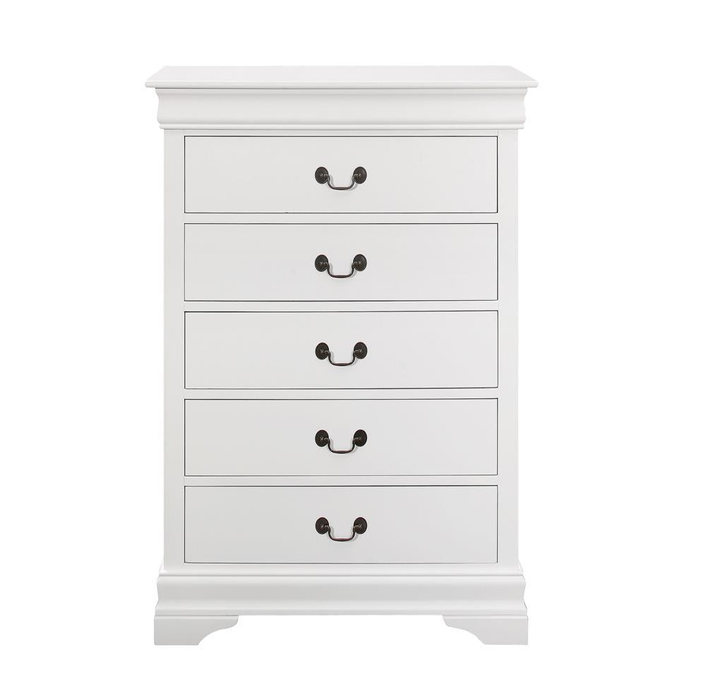 Louis Philippe 5-drawer Chest White - Luxury Home Furniture (MI)