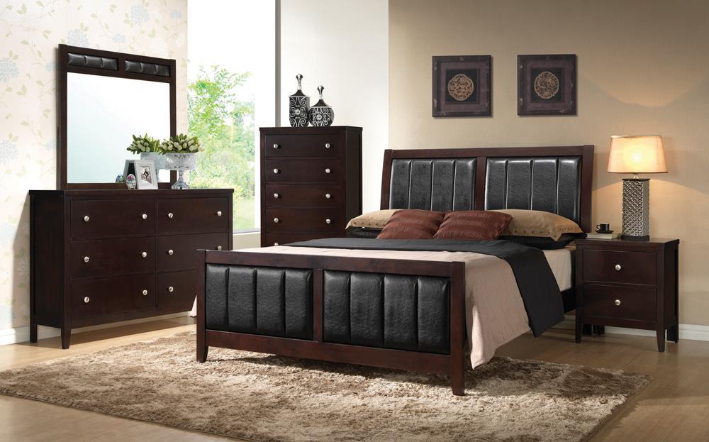 Carlton Queen Upholstered Bed Cappuccino and Black - Luxury Home Furniture (MI)