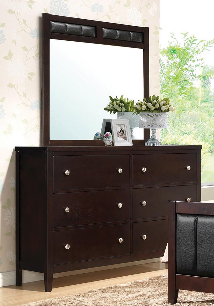 Carlton Upholstered Rectangular Dresser Mirror Cappuccino - Luxury Home Furniture (MI)