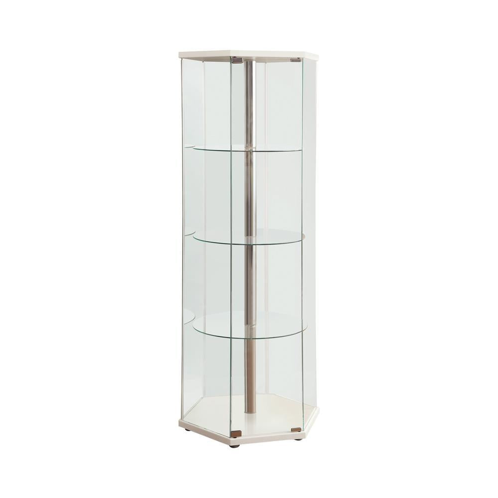 Traditional Glass Hexagon Curio Cabinet - Luxury Home Furniture (MI)