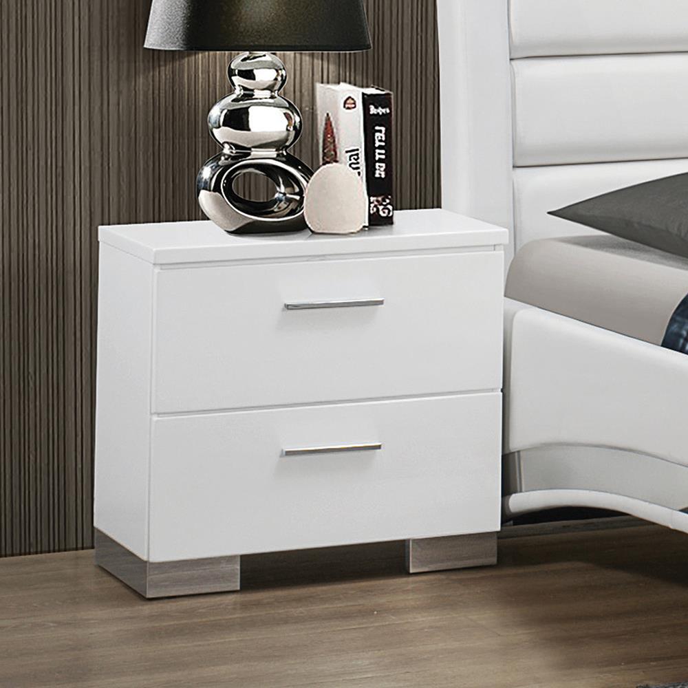 Felicity 2-drawer Nightstand Glossy White - Luxury Home Furniture (MI)