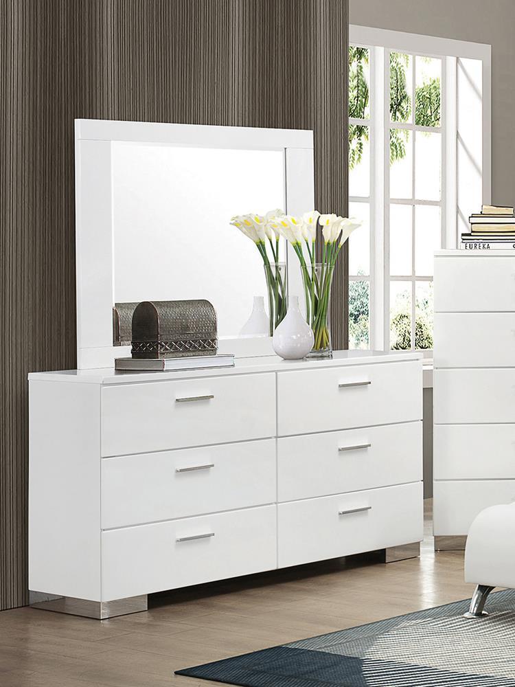 Felicity 6-drawer Dresser Glossy White - Luxury Home Furniture (MI)