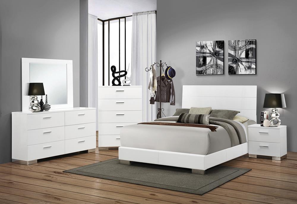 Felicity Queen Panel Bed Glossy White - Luxury Home Furniture (MI)