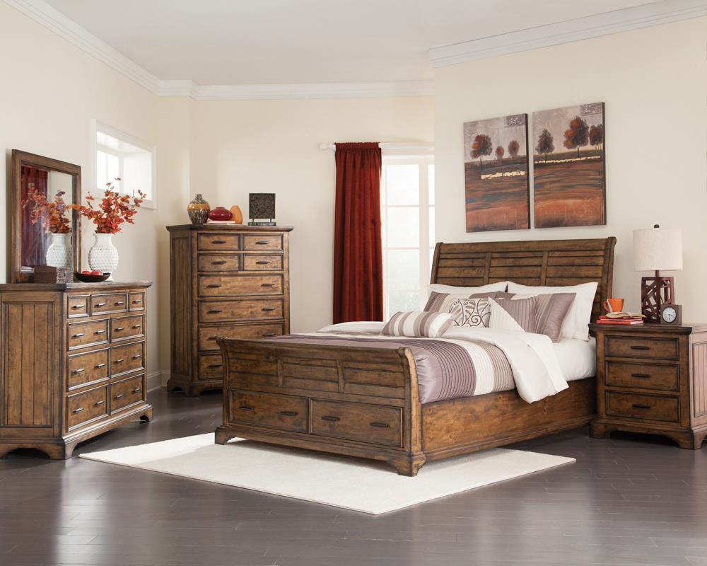 Elk Grove Queen Storage Bed Vintage Bourbon - Luxury Home Furniture (MI)