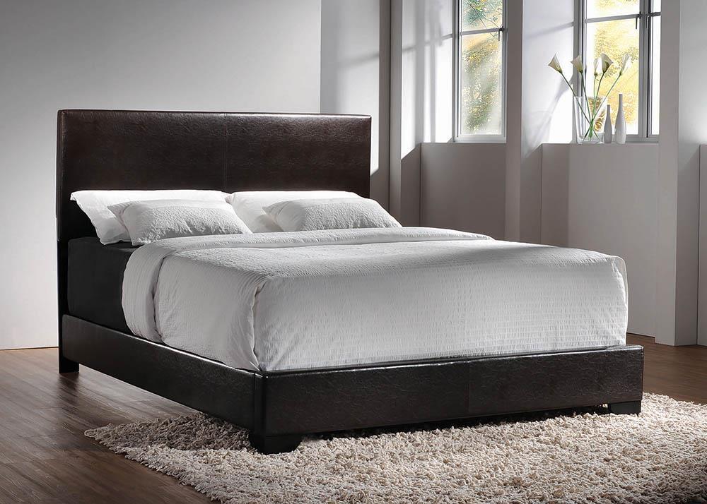 Conner Queen Upholstered Panel Bed Black and Dark Brown - Luxury Home Furniture (MI)