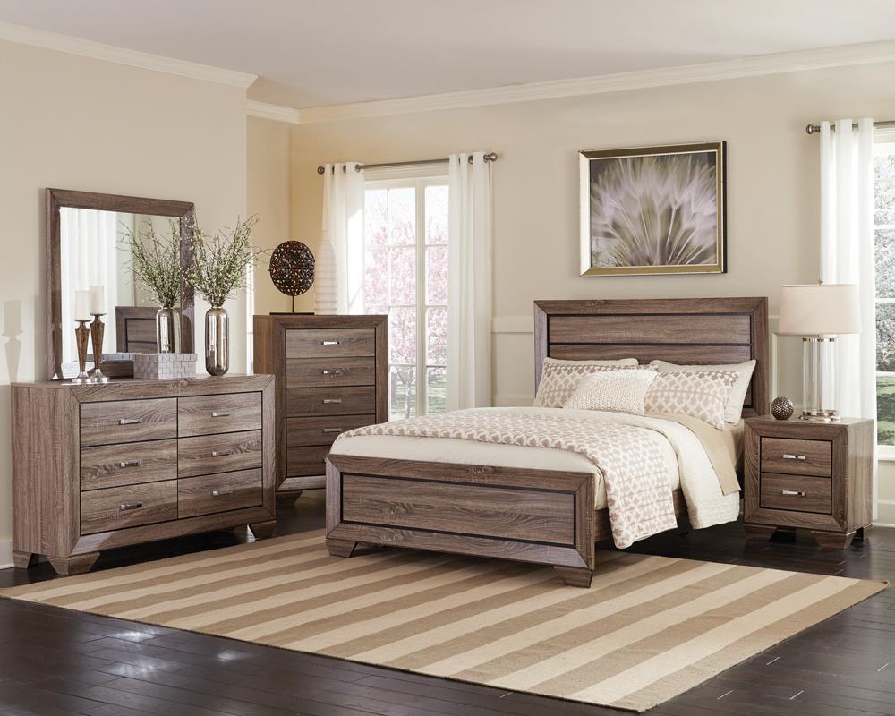 Kauffman California King Panel Bed Washed Taupe - Luxury Home Furniture (MI)
