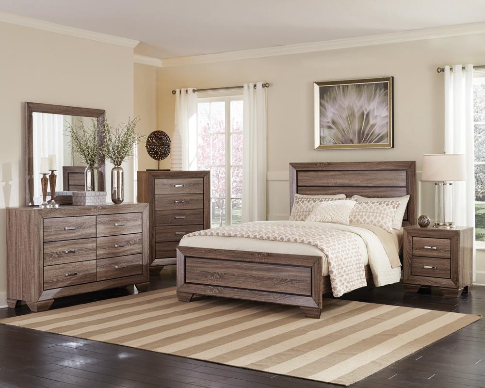 Kauffman Queen Panel Bed Washed Taupe - Luxury Home Furniture (MI)