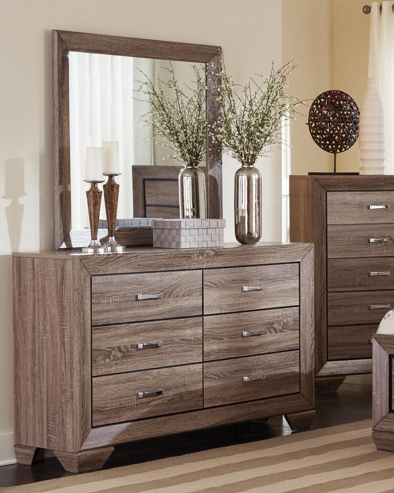 Kauffman Rectangular Dresser Mirror Washed Taupe - Luxury Home Furniture (MI)