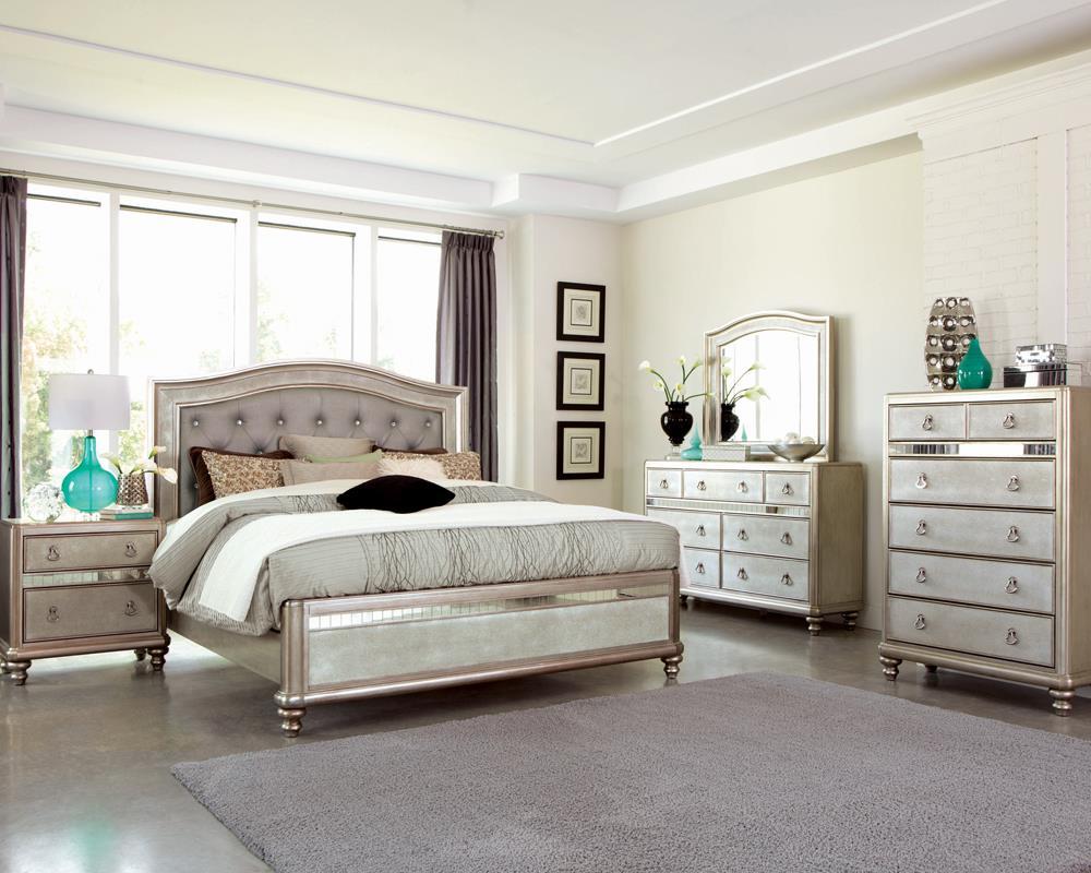 Bling Game Eastern King Panel Bed Metallic Platinum - Luxury Home Furniture (MI)