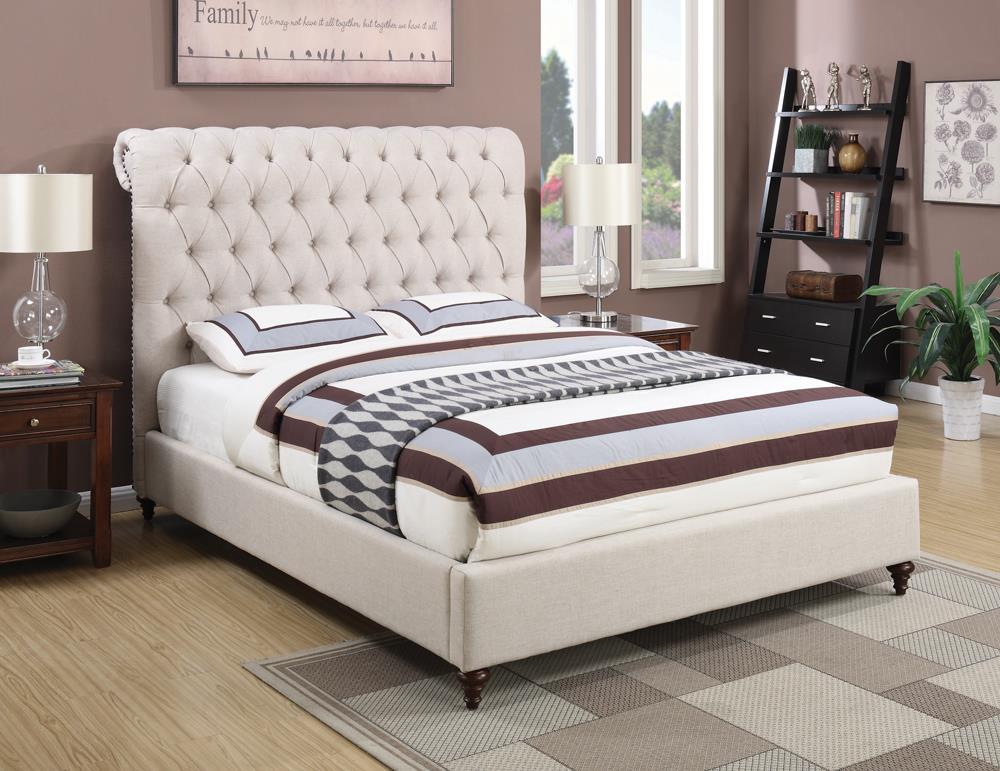 Devon ufted Upholstered Full Bed Beige - Luxury Home Furniture (MI)