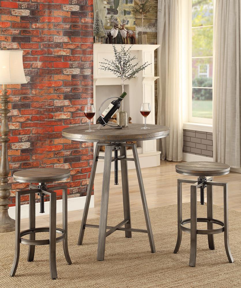 Bartlett Adjustable Height Swivel Bar Stools Brushed Nutmeg and Slate Grey (Set of 2) - Luxury Home Furniture (MI)