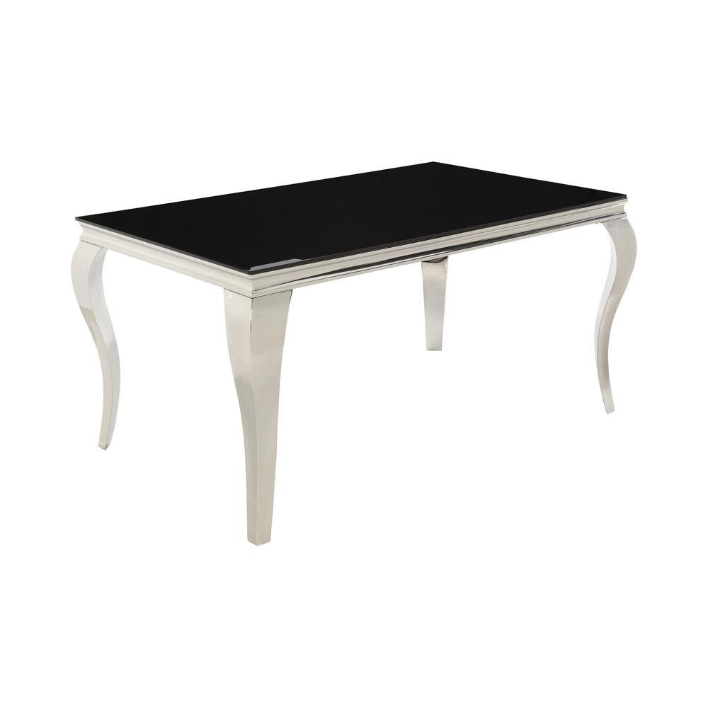 Carone Rectangular Dining Table Chrome and Black - Luxury Home Furniture (MI)