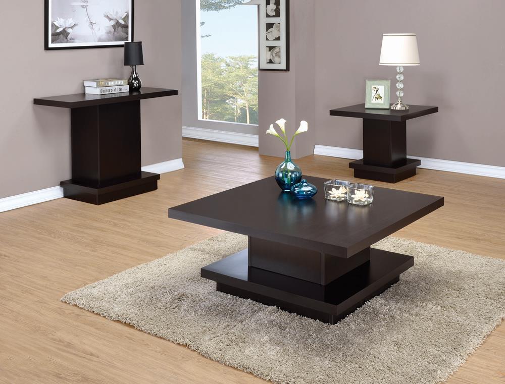 Reston Pedestal Square End Table Cappuccino - Luxury Home Furniture (MI)