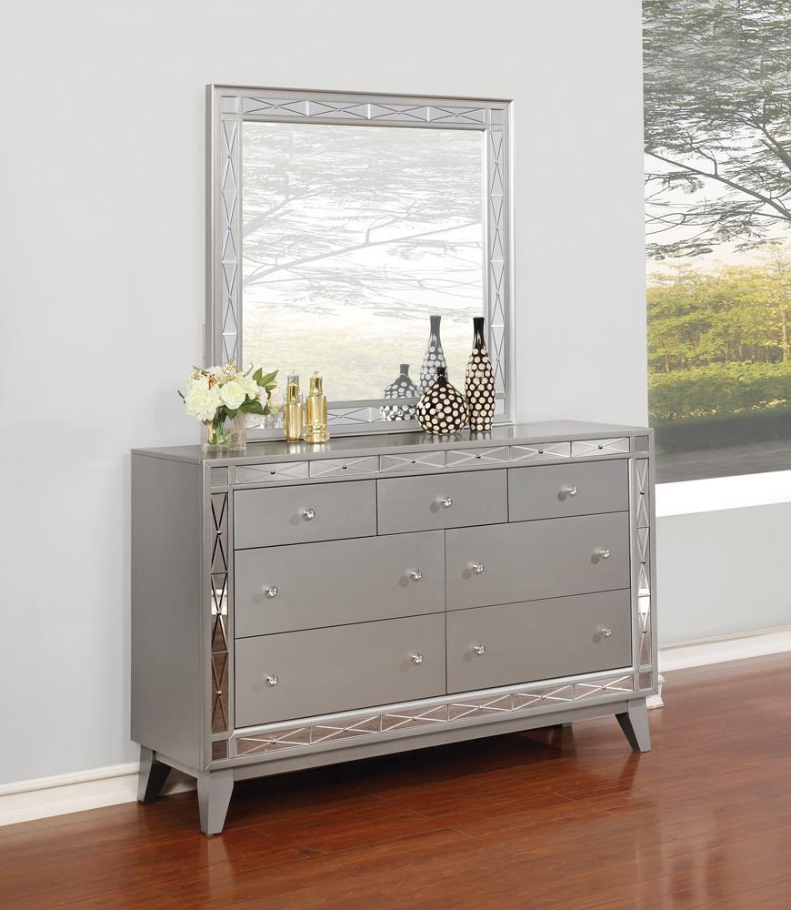 Leighton Beveled Dresser Mirror Metallic Mercury - Luxury Home Furniture (MI)