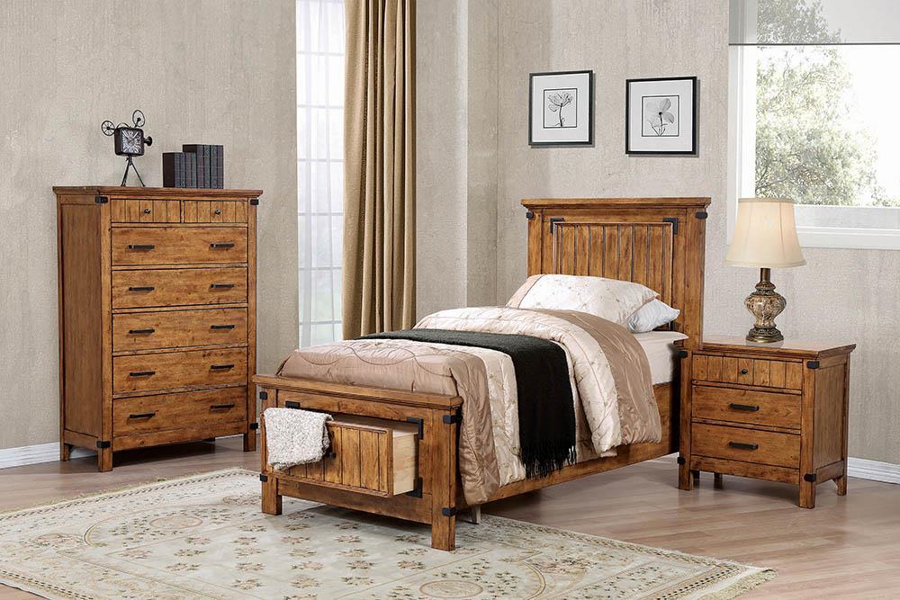 Brenner Twin Storage Bed Rustic Honey - Luxury Home Furniture (MI)