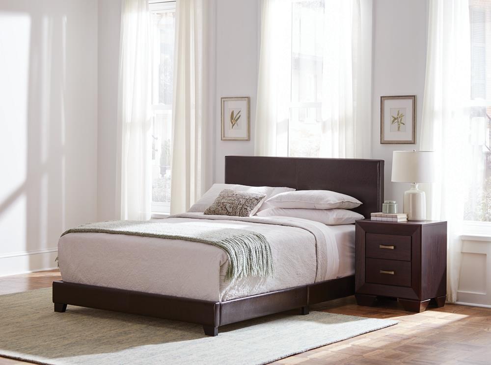 Dorian Upholstered Eastern King Bed Brown - Luxury Home Furniture (MI)