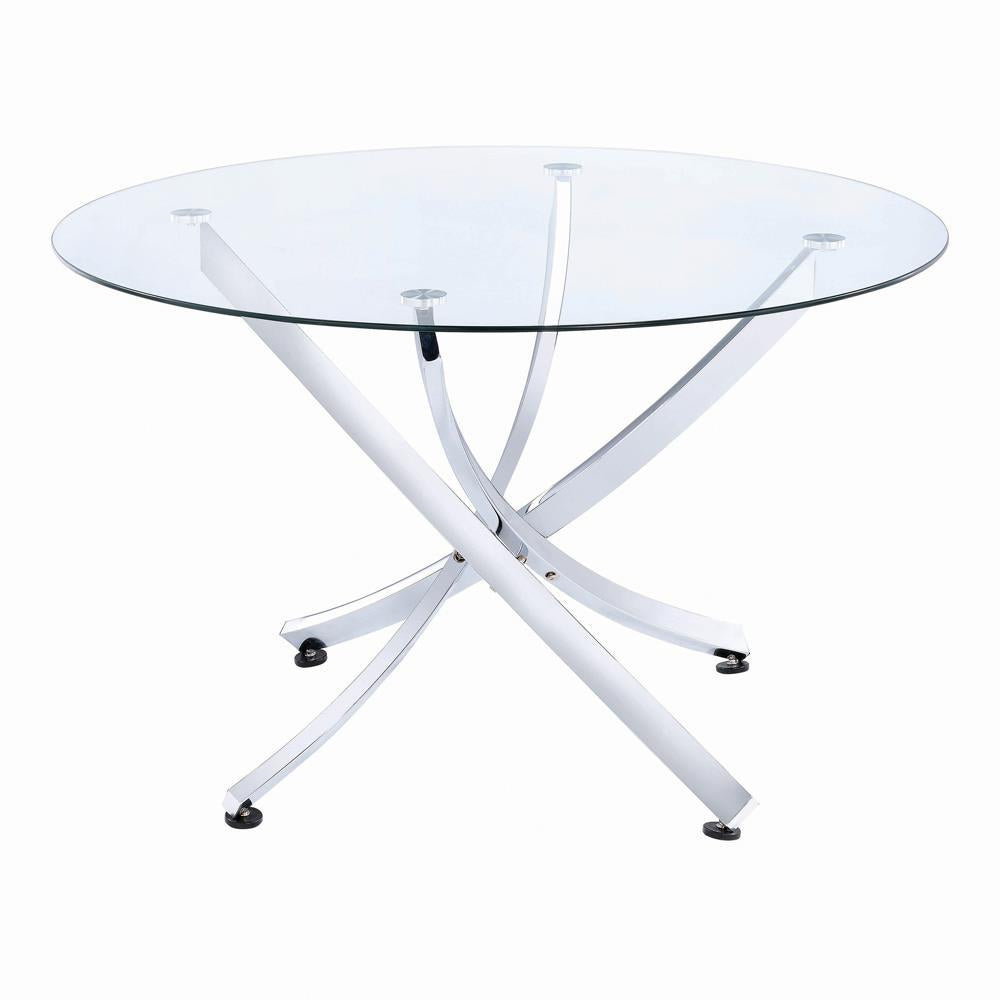 Beckham Round Dining Table Chrome and Clear - Luxury Home Furniture (MI)