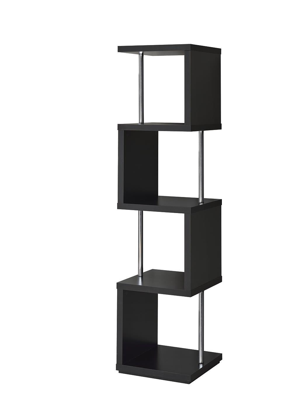 Baxter 4-shelf Bookcase Black and Chrome - Luxury Home Furniture (MI)