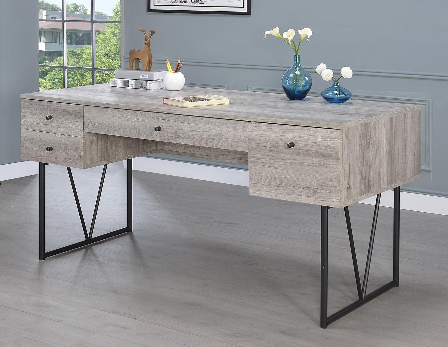 Analiese 4-drawer Writing Desk Grey Driftwood - Luxury Home Furniture (MI)