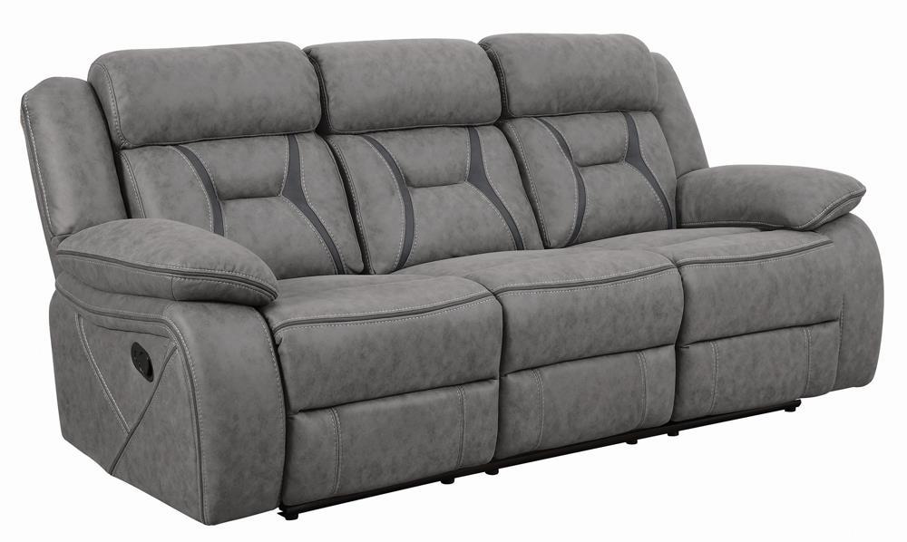 Higgins Pillow Top Arm Upholstered Motion Sofa Grey - Luxury Home Furniture (MI)