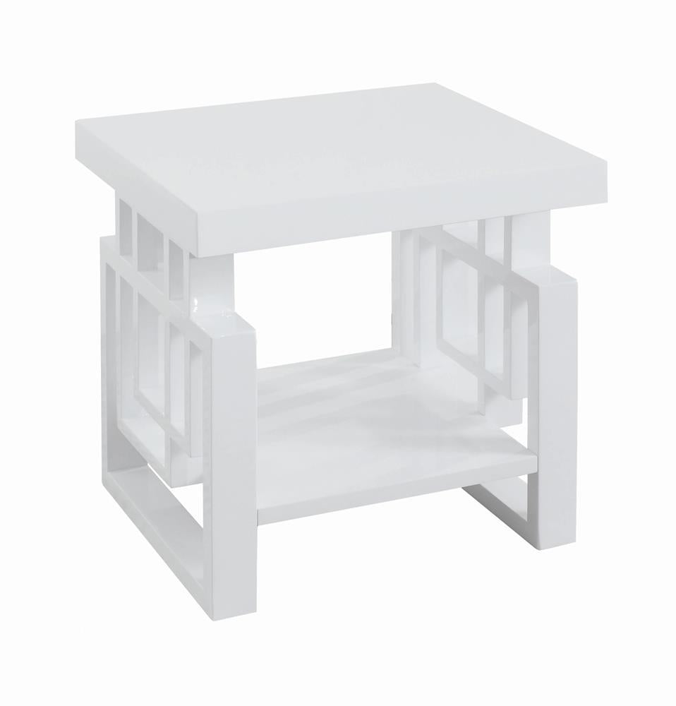 Schmitt Rectangular End Table High Glossy White - Luxury Home Furniture (MI)
