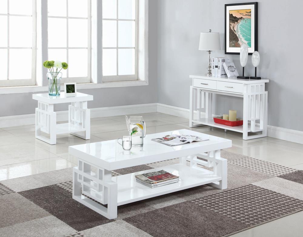 Schmitt Rectangular Coffee Table High Glossy White - Luxury Home Furniture (MI)