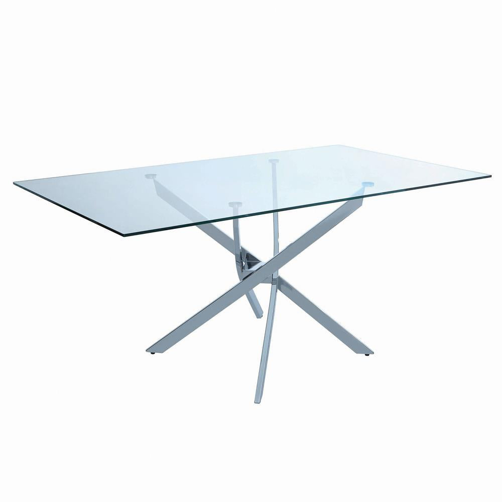 Carmelo X-shaped Dining Table Chrome and Clear - Luxury Home Furniture (MI)