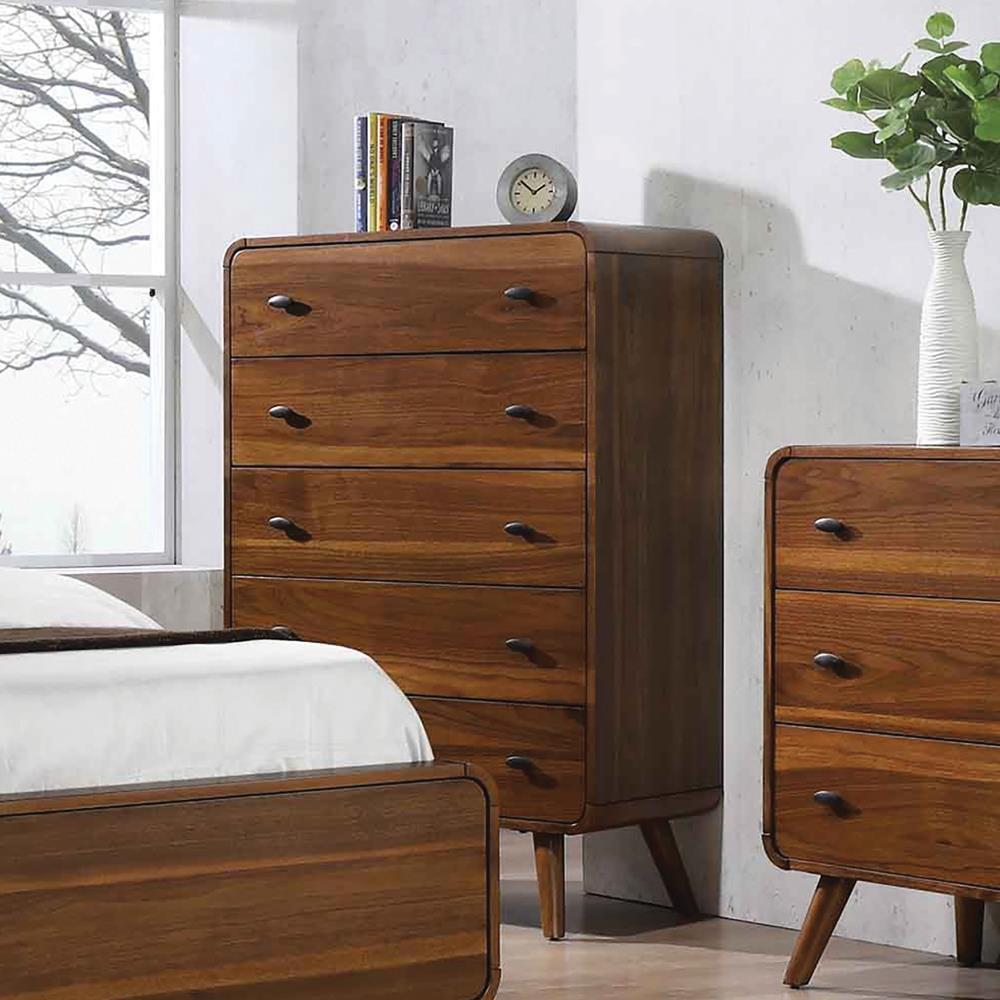 Robyn 5-drawer Chest Dark Walnut - Luxury Home Furniture (MI)