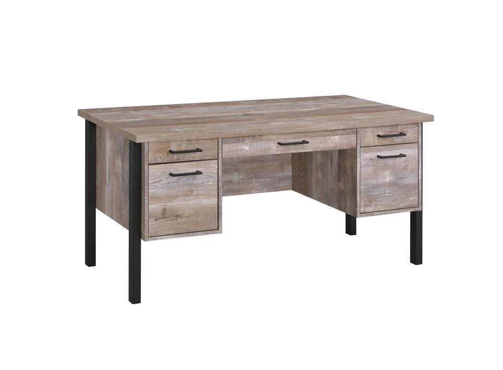 Samson 4-drawer Office Desk Weathered Oak - Luxury Home Furniture (MI)