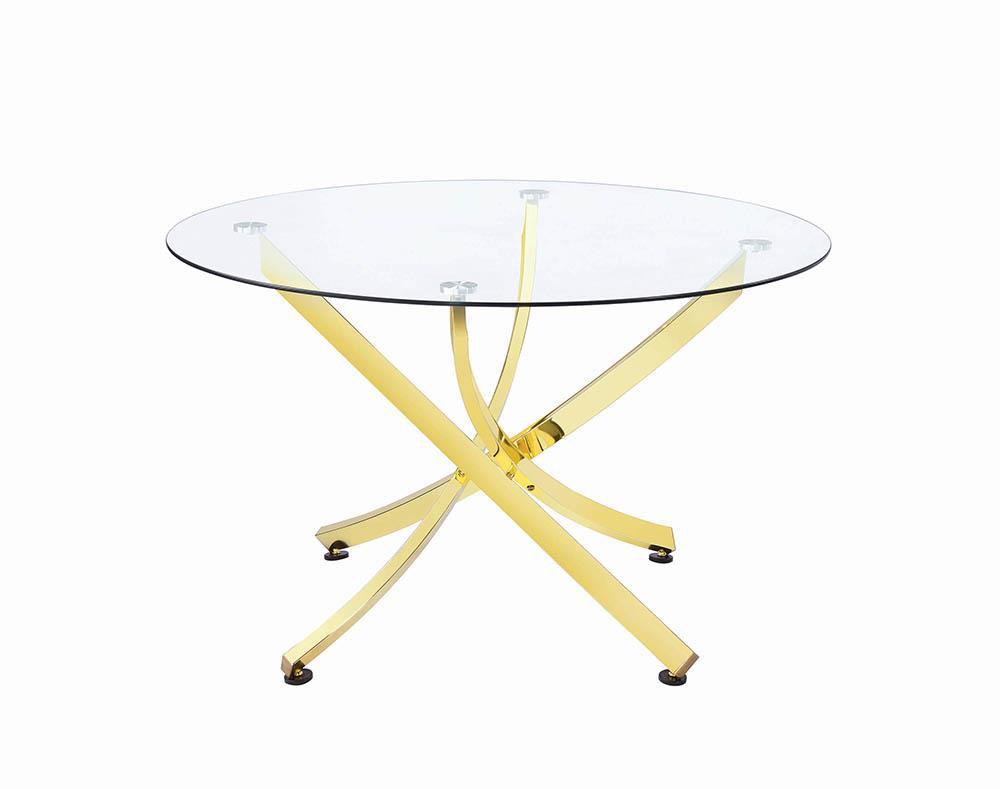 Beckham Round Dining Table Brass and Clear - Luxury Home Furniture (MI)
