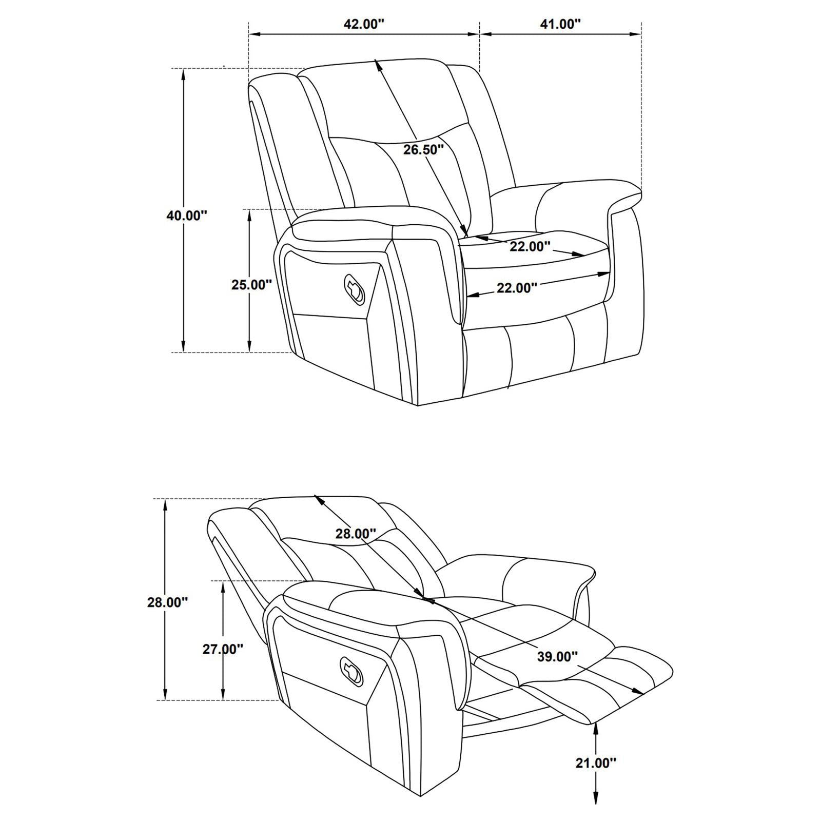 Conrad Upholstered Motion Glider Recliner Grey - Luxury Home Furniture (MI)