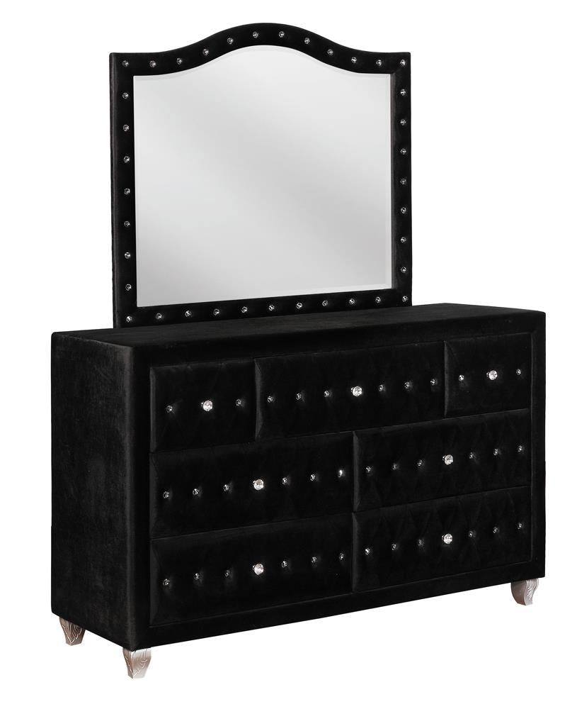 Deanna Button Tufted Dresser Mirror Black - Luxury Home Furniture (MI)