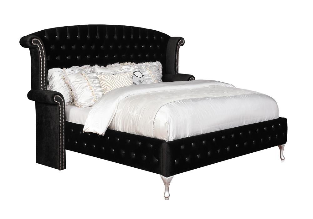 Deanna Queen Tufted Upholstered Bed Black - Luxury Home Furniture (MI)