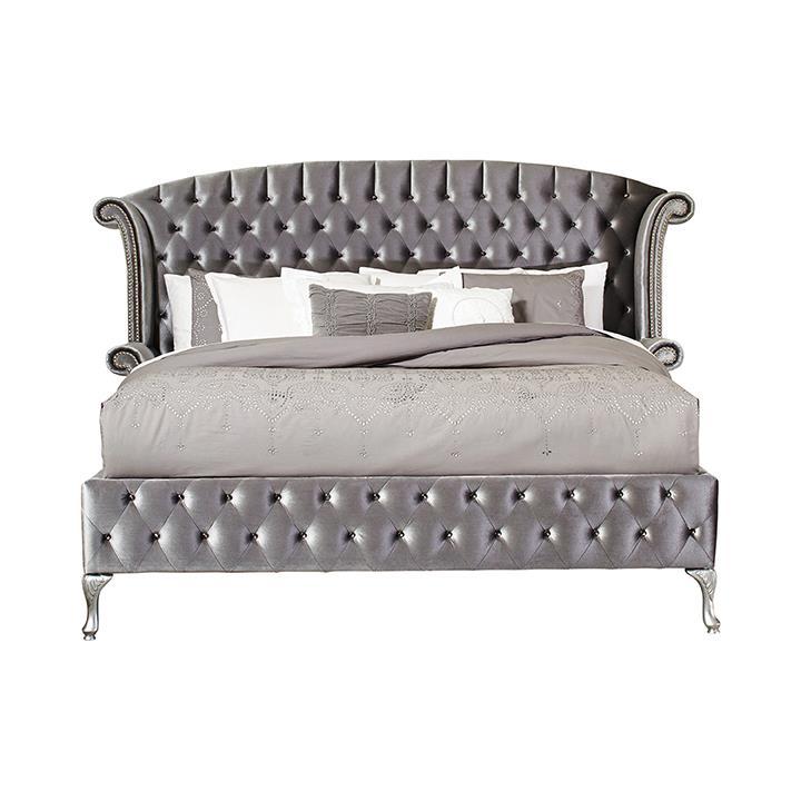 Deanna California King Tufted Upholstered Bed Grey - Luxury Home Furniture (MI)